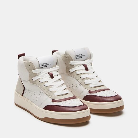 NIB Steve Madden Calypso 9M Leather High Top Sneakers Burgundy - Picture 11 of 11